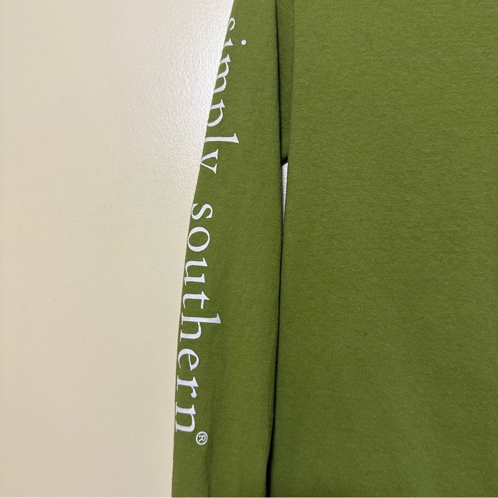 Simply Southern Messy Bun Dont Care Long Sleeve Graphic T-Shirt Womens S Green - Picture 4 of 9